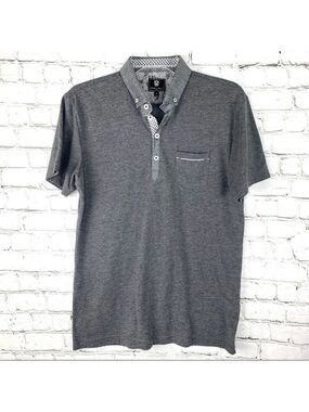 EUC-STEEL & Jelly London Short Sleeve, Pocket, Collar Two Tone Gray Polo Shirt